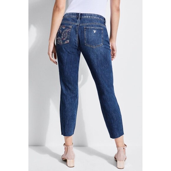 Guess Women’s Psychedelic Tom Boy Jeans Relaxed Fit Embroidering Paisley Size 29 - Picture 11 of 12